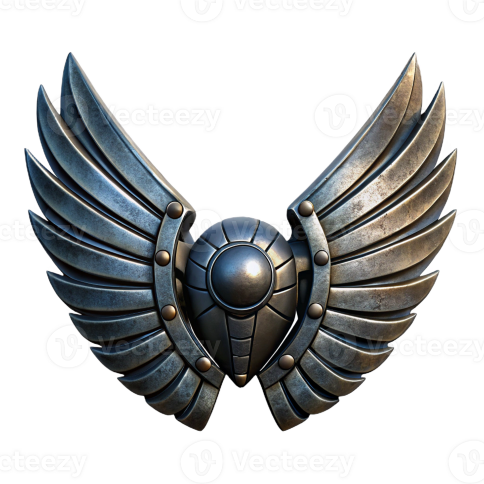 stunning vintage Dark Steel Mechanical Wings Front View Cutout high resolution png