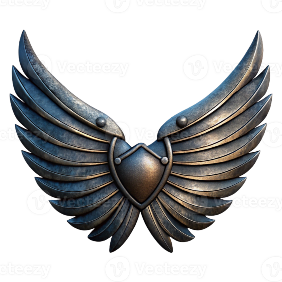 serene creative Dark Steel Mechanical Wings Front View Cutout premium png