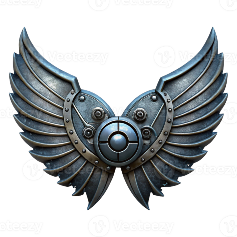 beautiful creative Dark Steel Mechanical Wings Front View Cutout authentic png