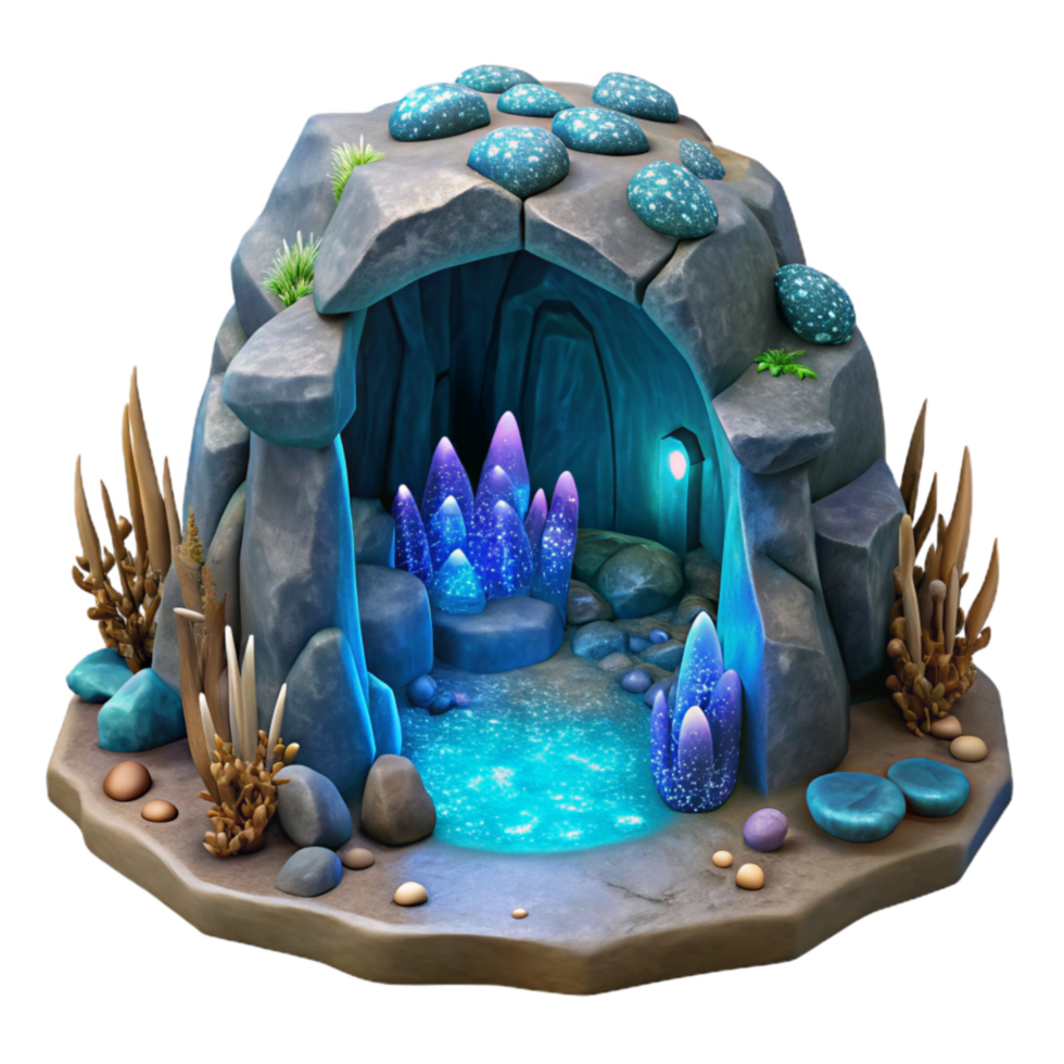 dramatic rustic Deep Ocean Grotto Cutout with Coral Detail high resolution png