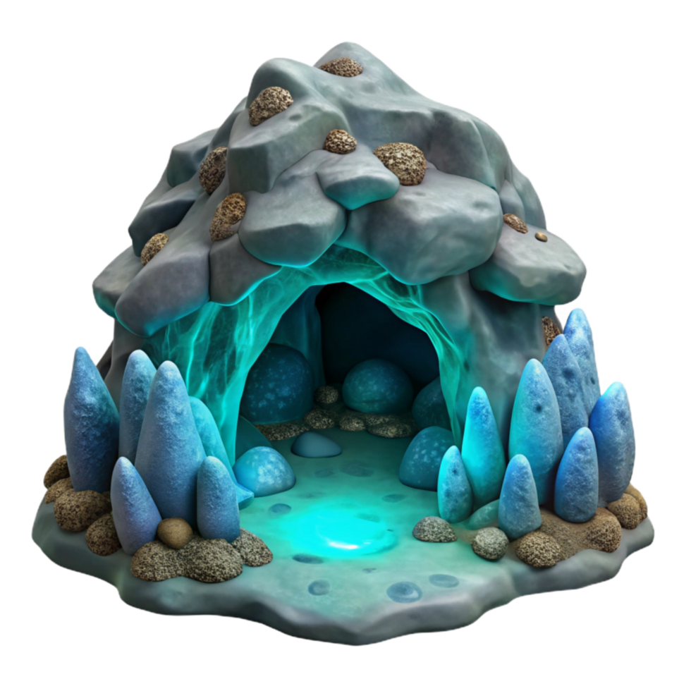 elegant minimalist Deep Sea Bioluminescent Grotto Cutout Front View png