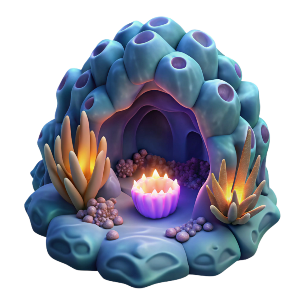 wonderful vintage Deep Sea Cavern Glowing Minerals Isolated Element high quality png