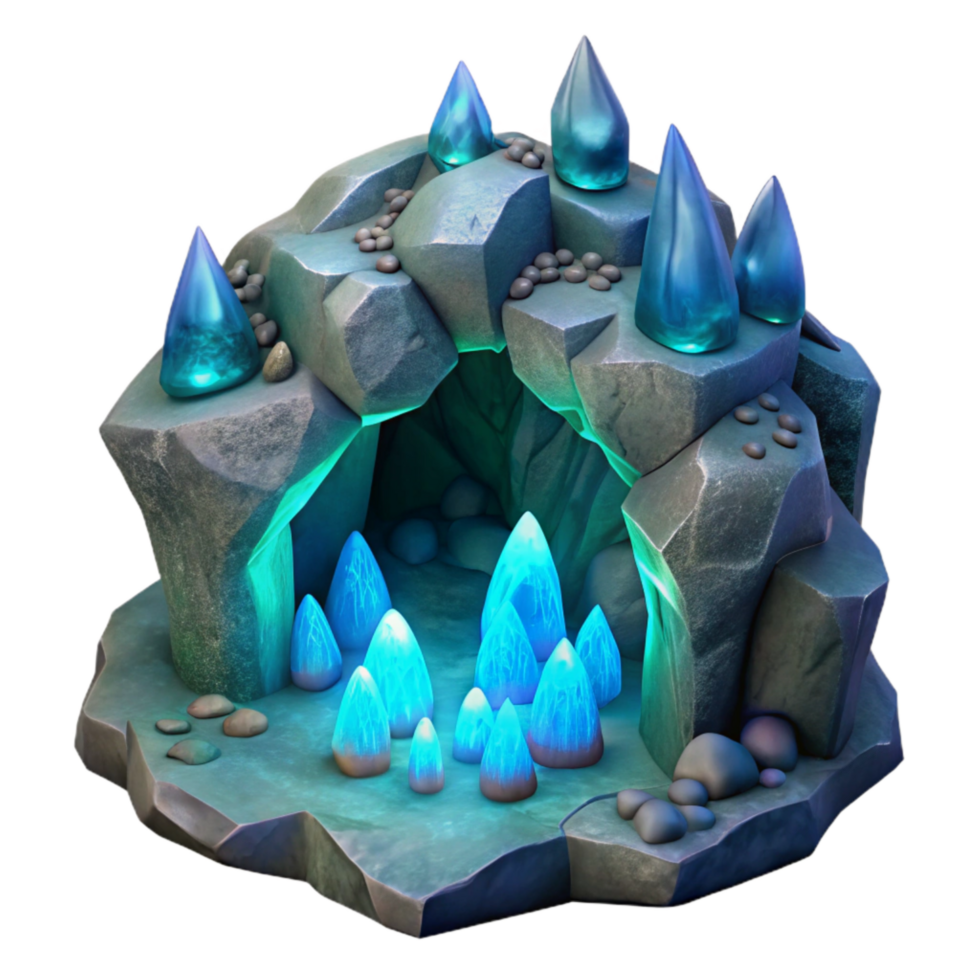dramatic abstract Deep Sea Cavern Glowing Minerals Isolated Element high resolution png
