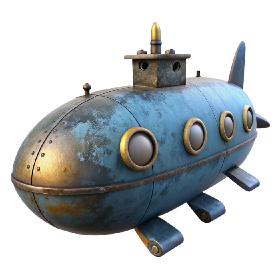 dramatic classic Deep Sea Submarine Isolated with Front View Angle original png