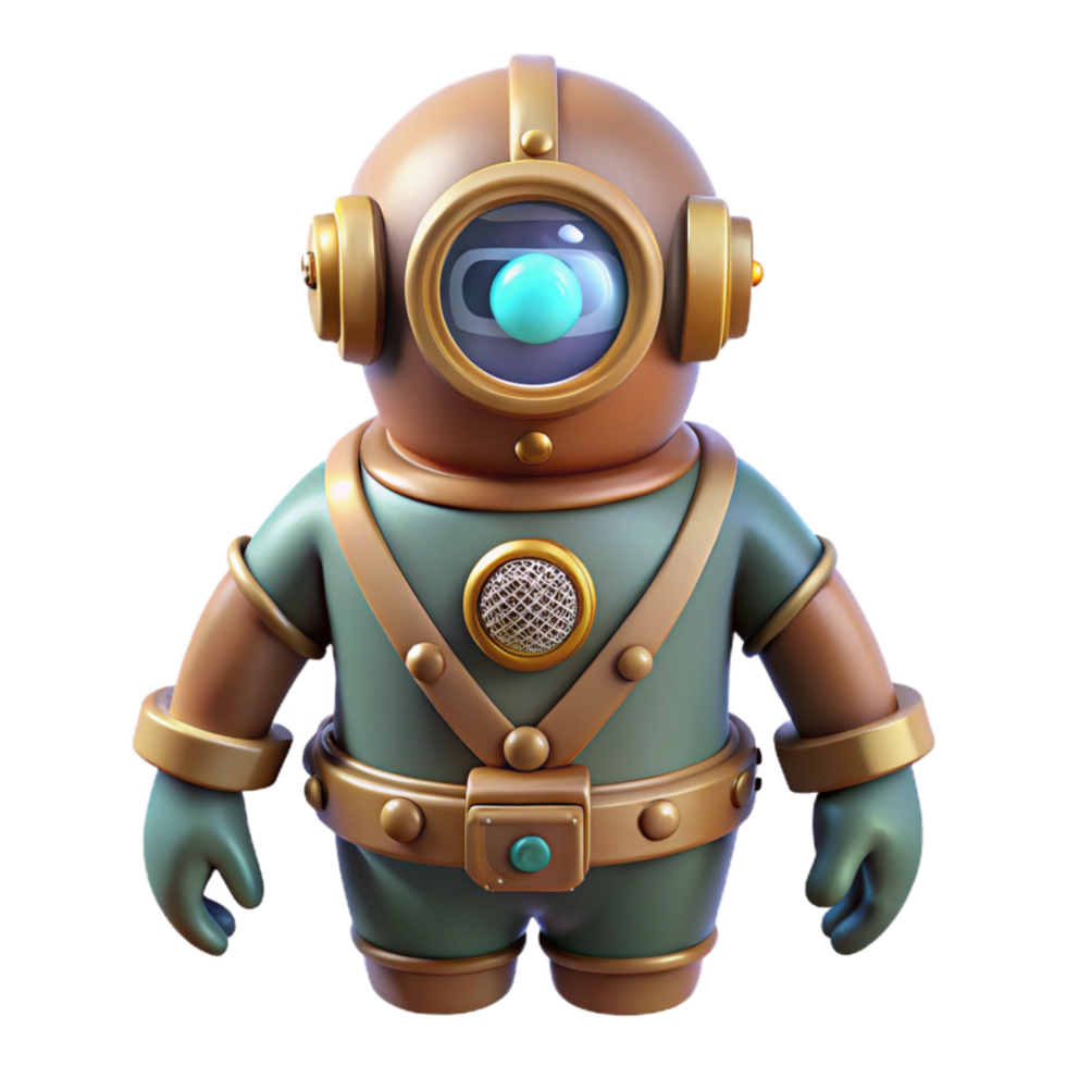 magnificent artistic Deep Sea Diver Cutout with Underwater Lighting detailed png