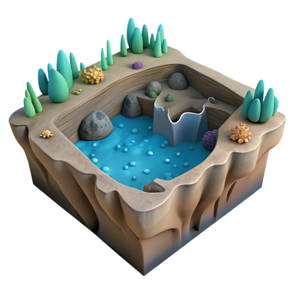 beautiful traditional Deep Sea Trench Landscape Cutout Side View high resolution png