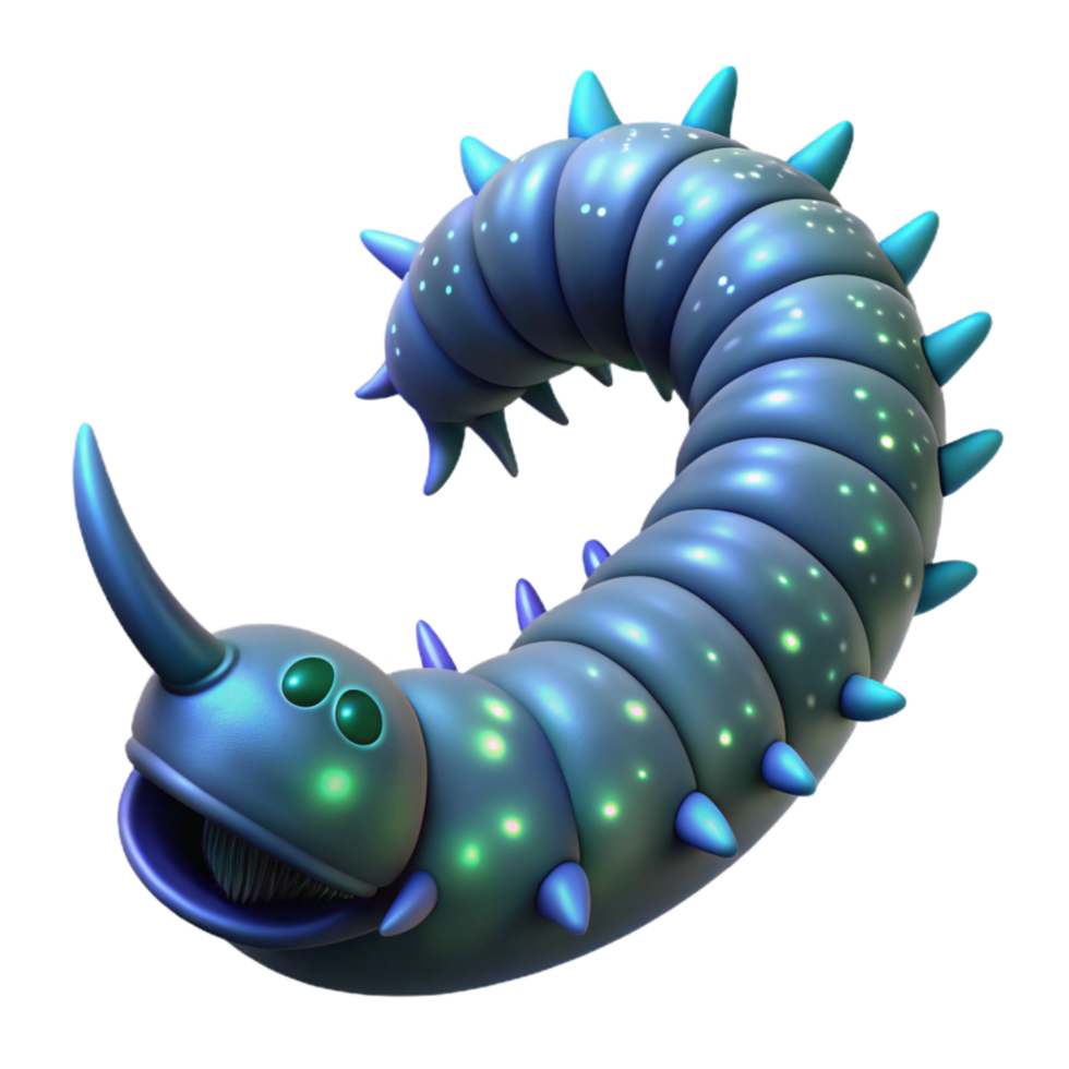 beautiful creative Deep Sea Worm Isolated Bioluminescent Segments detailed png