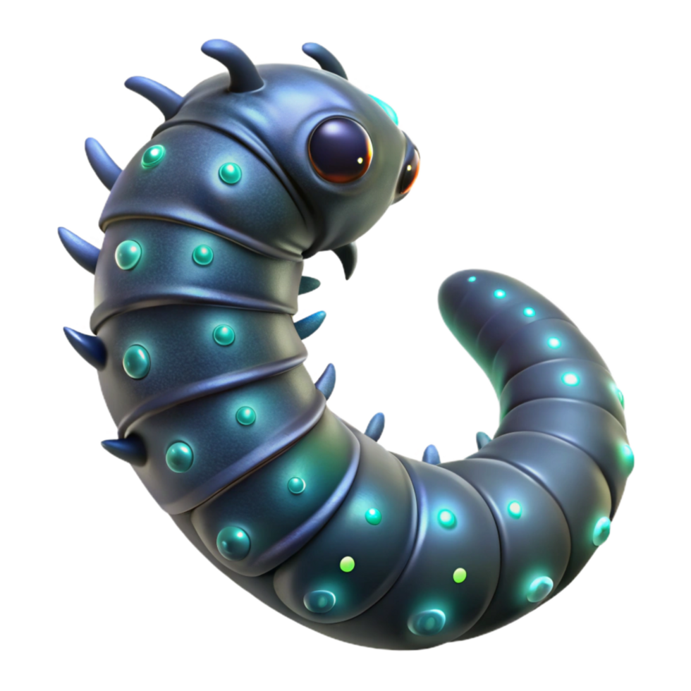 serene minimalist Deep Sea Worm Isolated Bioluminescent Segments original png