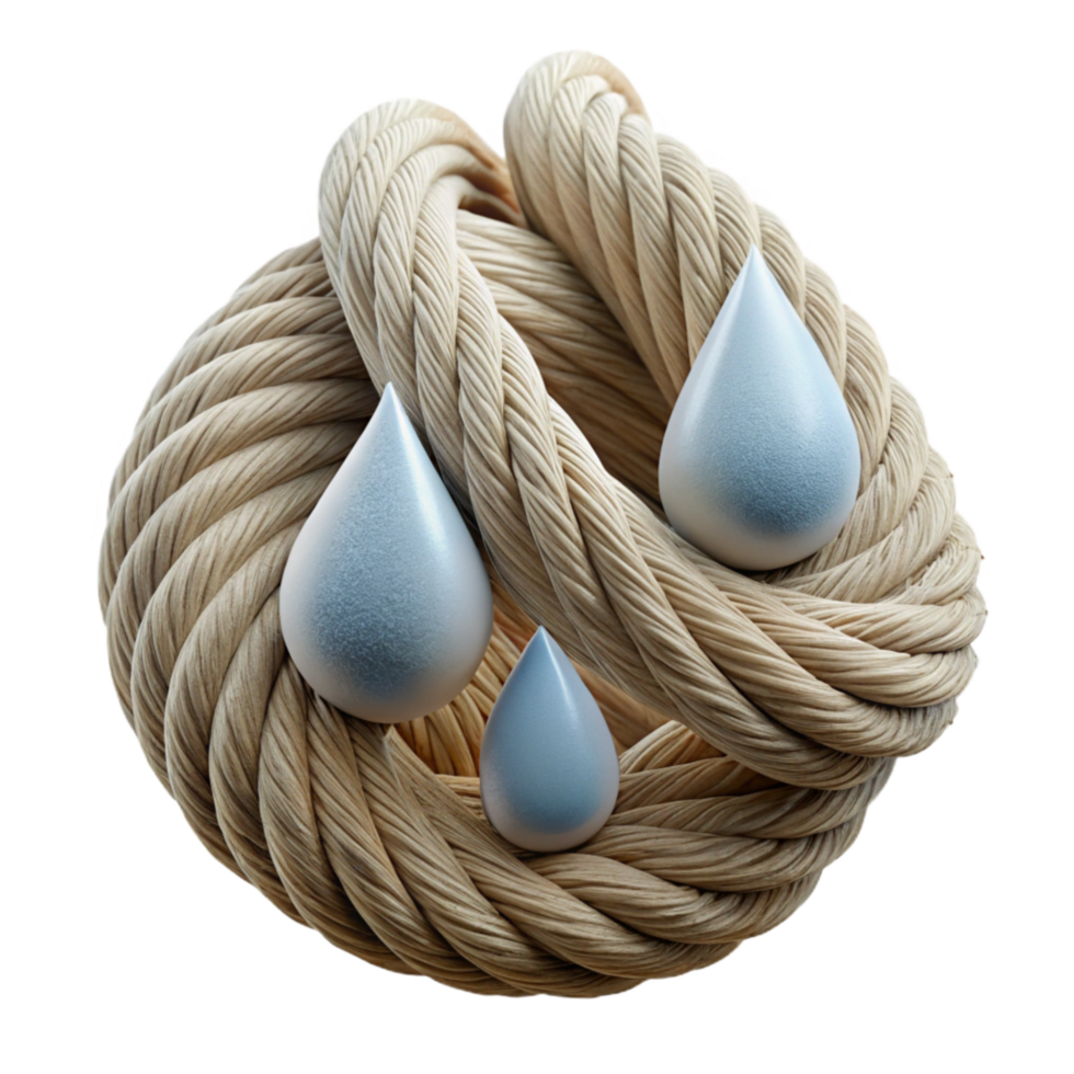 serene creative Delicate Fiber Strands with Dewdrops Cutout detailed png