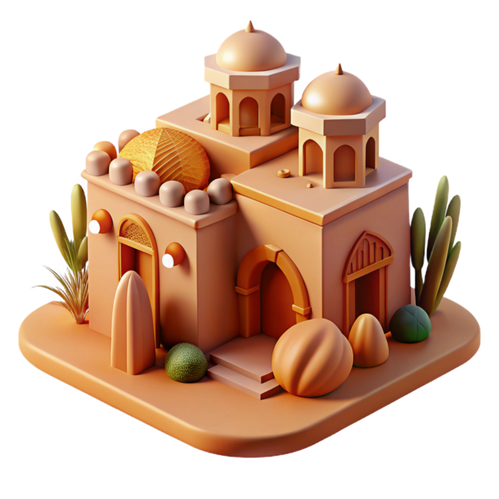 serene artistic Desert Architecture Cutout Warm Tone Lighting png