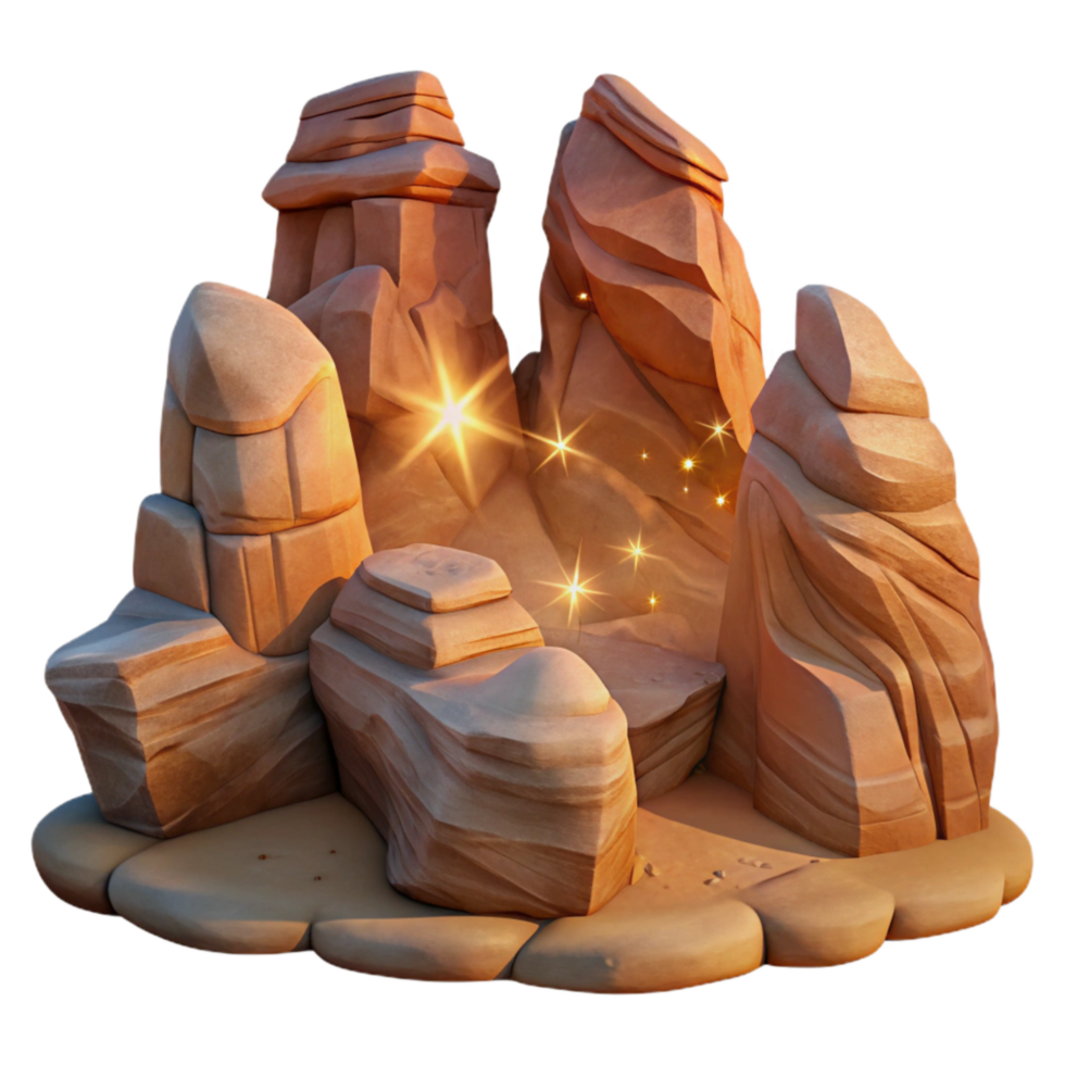 magnificent vintage Desert Canyon Isolated Sparkling Rock Formations Sunset Light high quality png