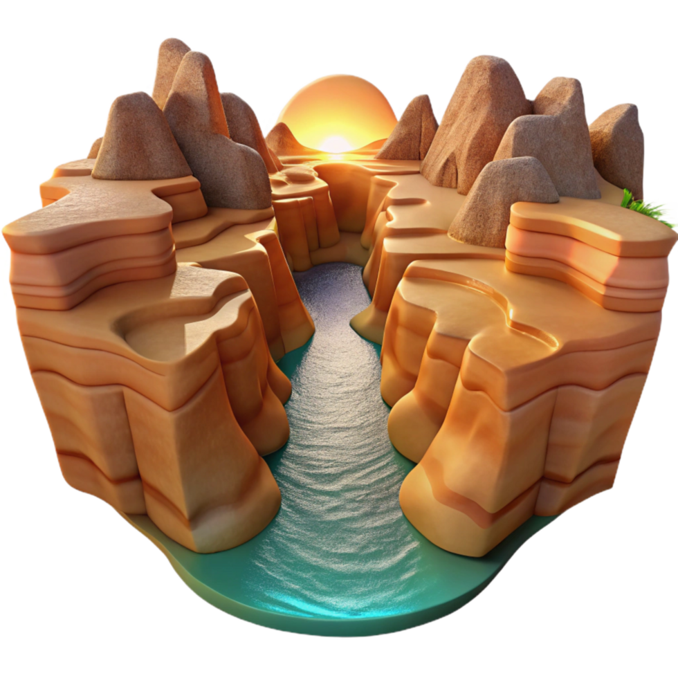 wonderful contemporary Desert Canyon Isolated Sparkling Rock Formations Sunset Light high resolution png