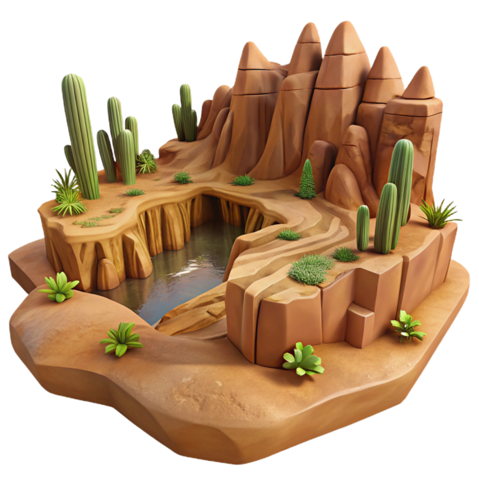 serene vintage Desert Gorge Panorama Isolated Golden Hour Lighting high quality png