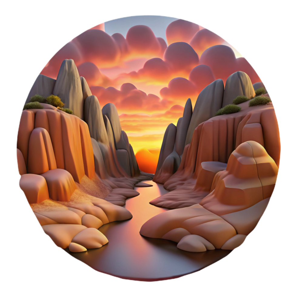 elegant minimalist Desert Gorge Sunset Isolated Dramatic Sky Colors png
