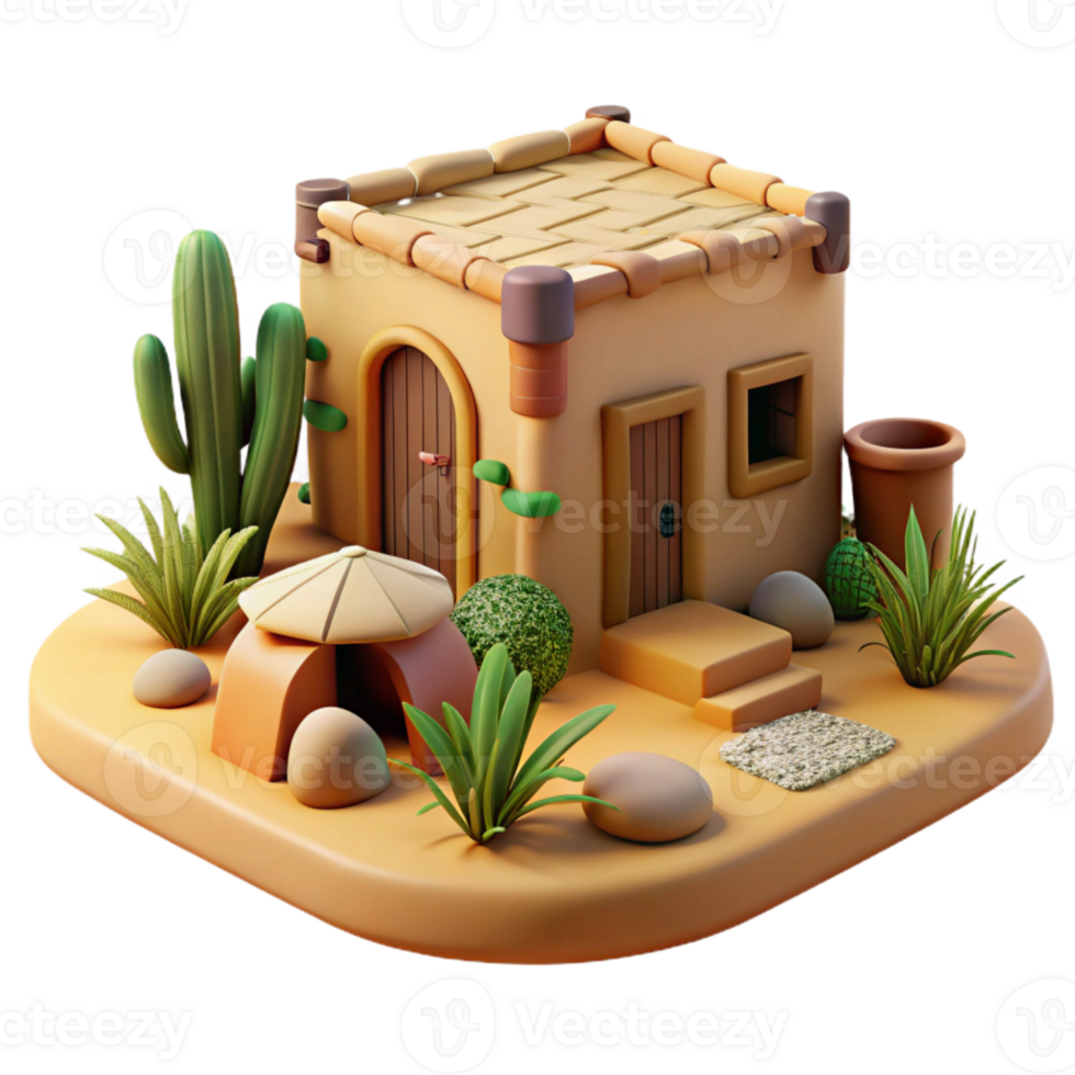 serene rustic Desert Oasis Aerthys Dwelling Cutout Warm Color Palette png