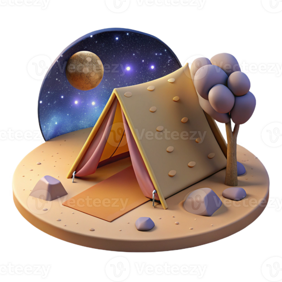 magnificent modern Desert Sundowner Campsite Isolated with Starry Night Sky high resolution png