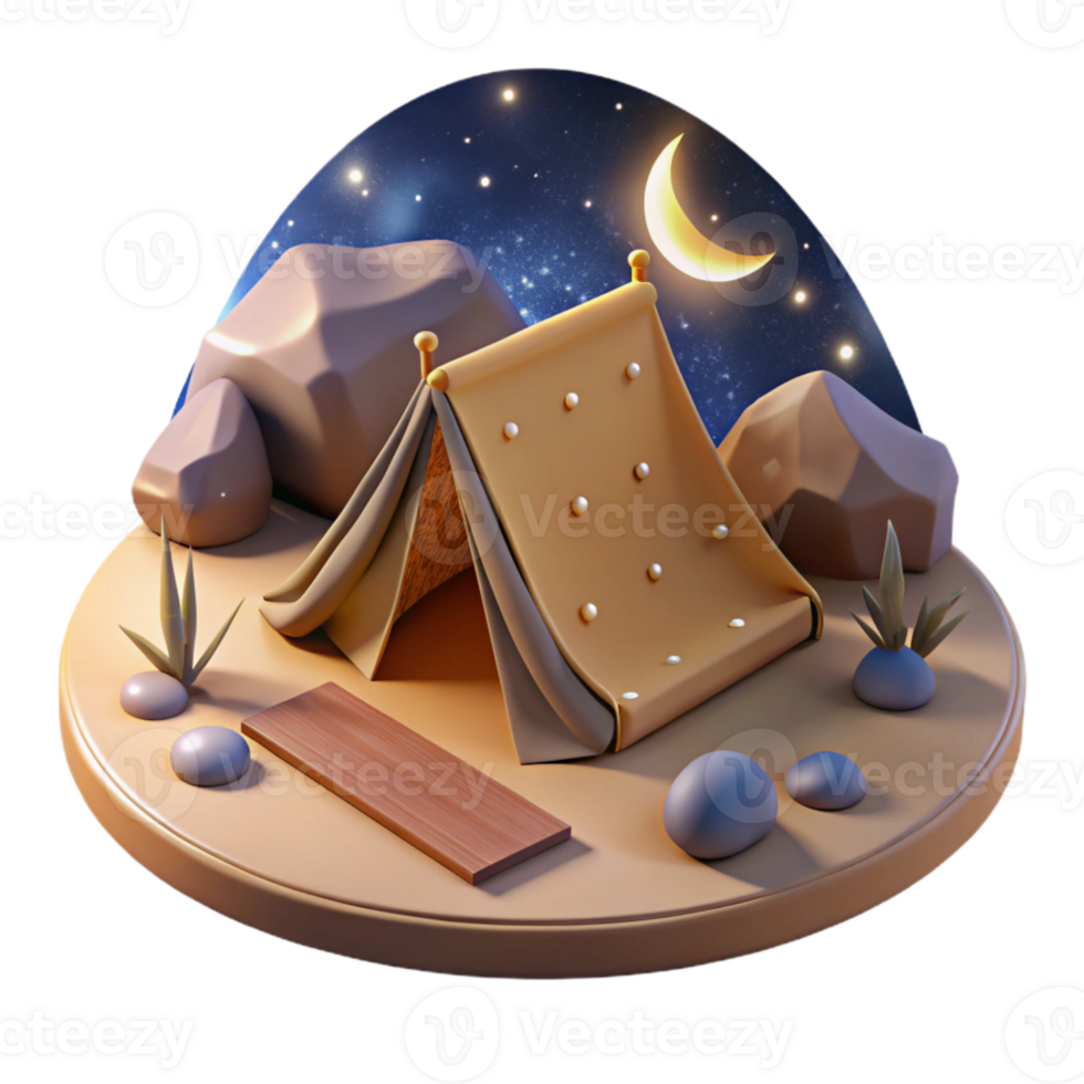 extraordinary classic Desert Sundowner Campsite Isolated with Starry Night Sky original png