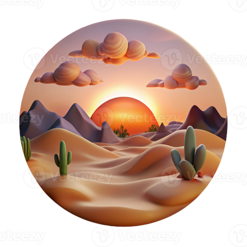 wonderful minimalist Desert Sunset Landscape Isolated Dramatic Sky exclusive png