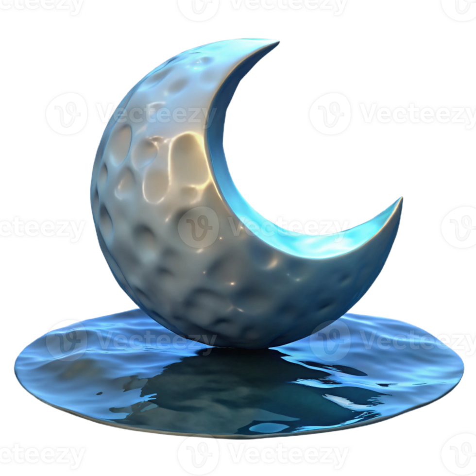 wonderful rustic Distorted Moon Reflection in Water Ripples Transparent Background premium png