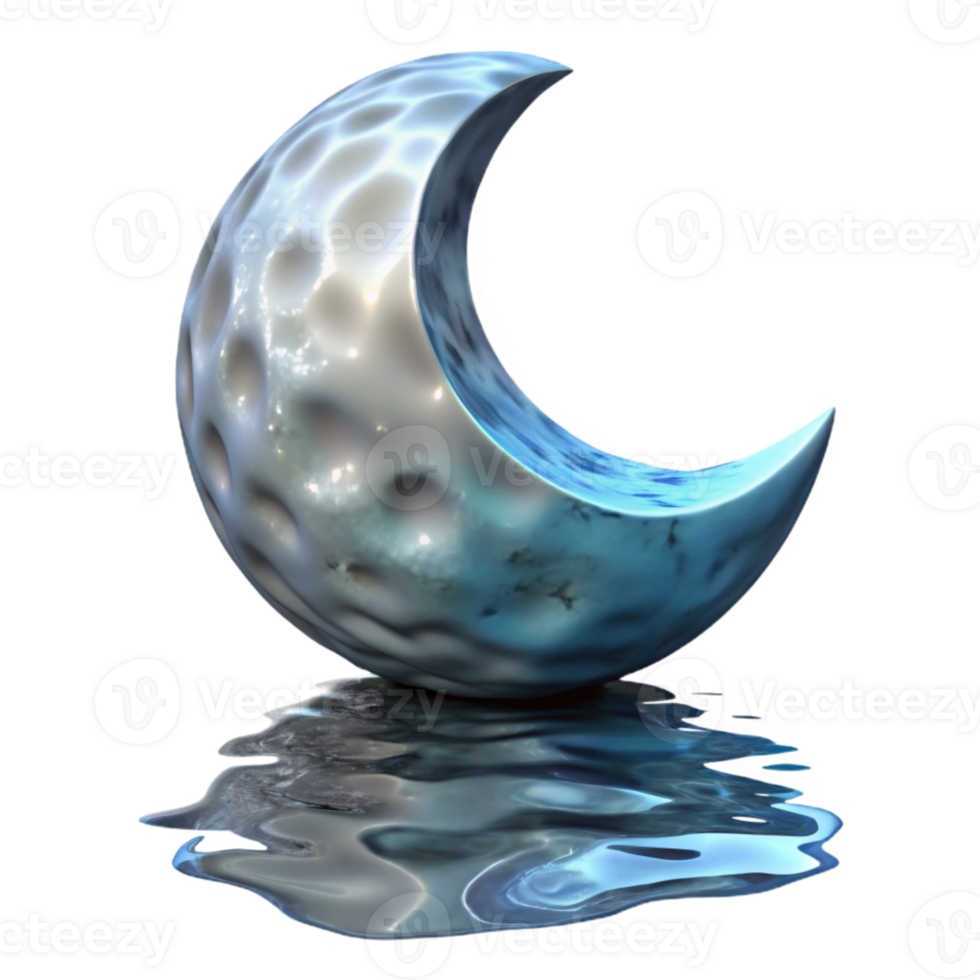 elegant vintage Distorted Moon Reflection in Water Ripples Transparent Background detailed png