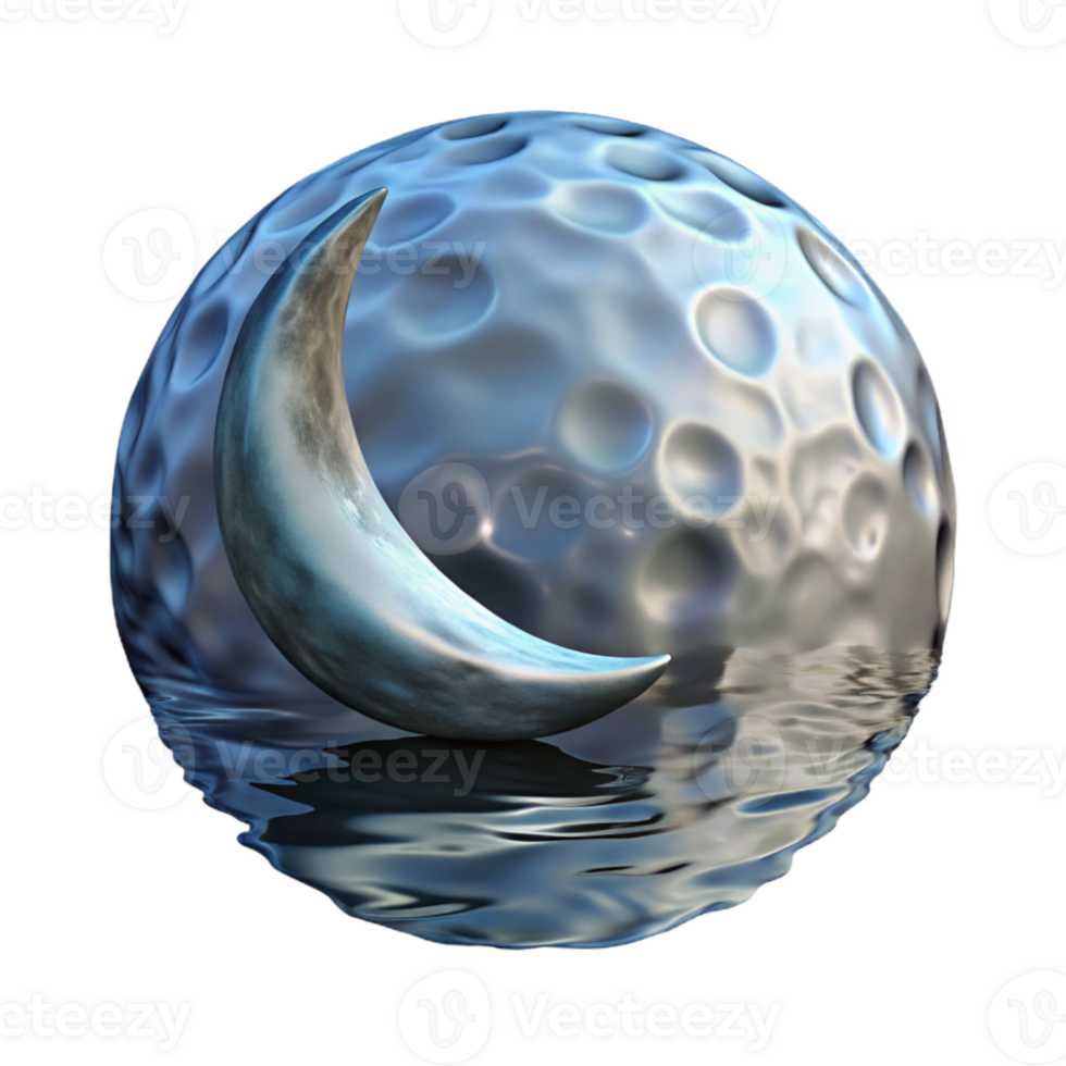 magnificent minimalist Distorted Moon Reflection in Water Ripples Transparent Background png
