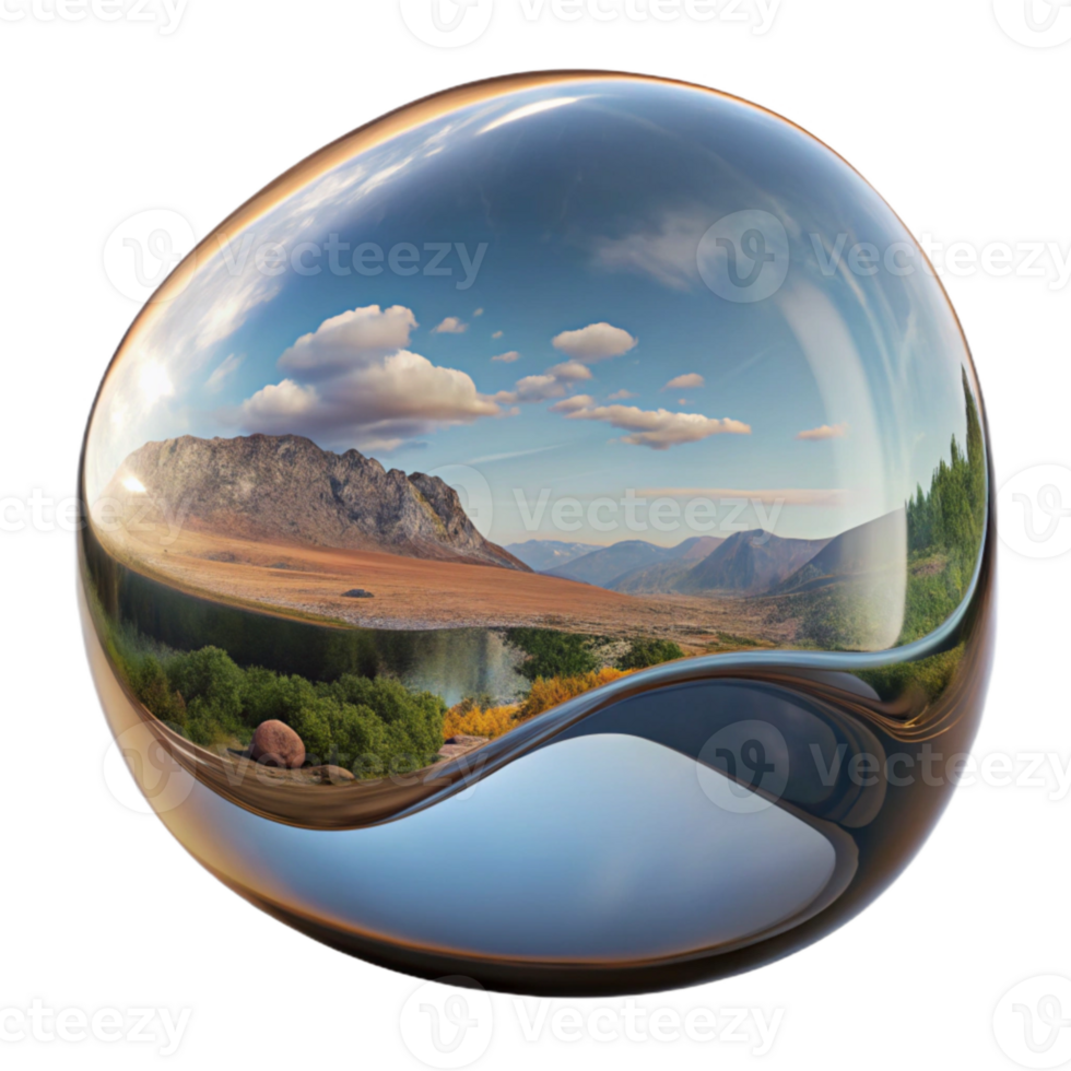 vibrant minimalist Distorted Landscape Reflection in Water Transparent Background high resolution png