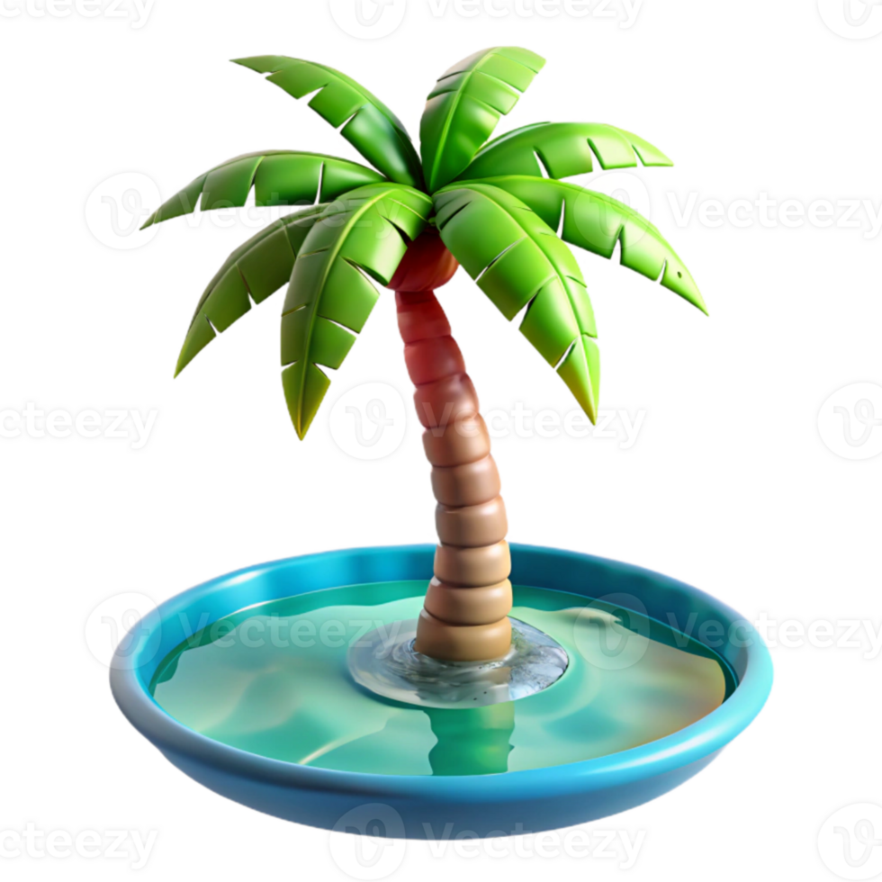vibrant rustic Distorted Palm Tree Reflection in Tropical Water Isolated png