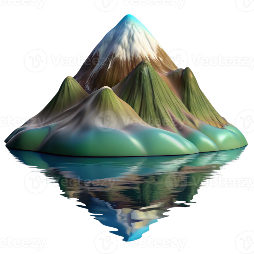 elegant abstract Distorted Mountain Reflection in Lake Water Isolated professional png