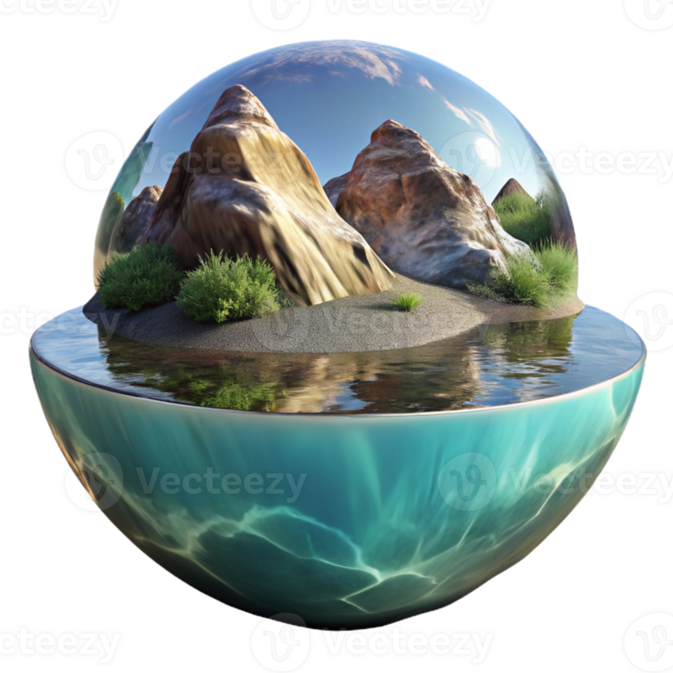 extraordinary vintage Distorted Natural Scene Reflection in Water Transparent Background genuine png