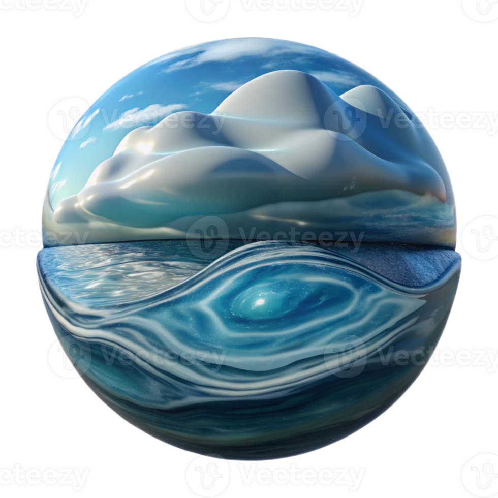 impressive vintage Distorted Sky Reflection in Water with Waves Isolated high quality png