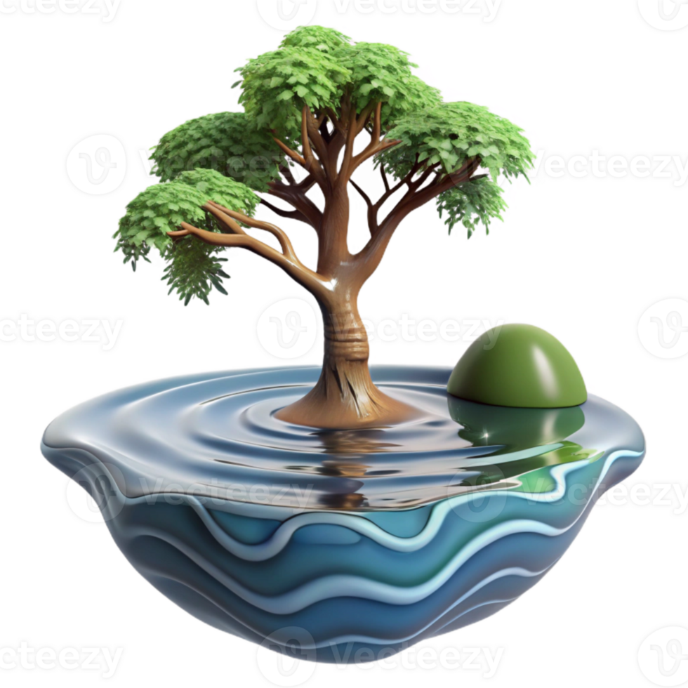 beautiful abstract Distorted Tree Reflection in Rippled Water Cutout high quality png