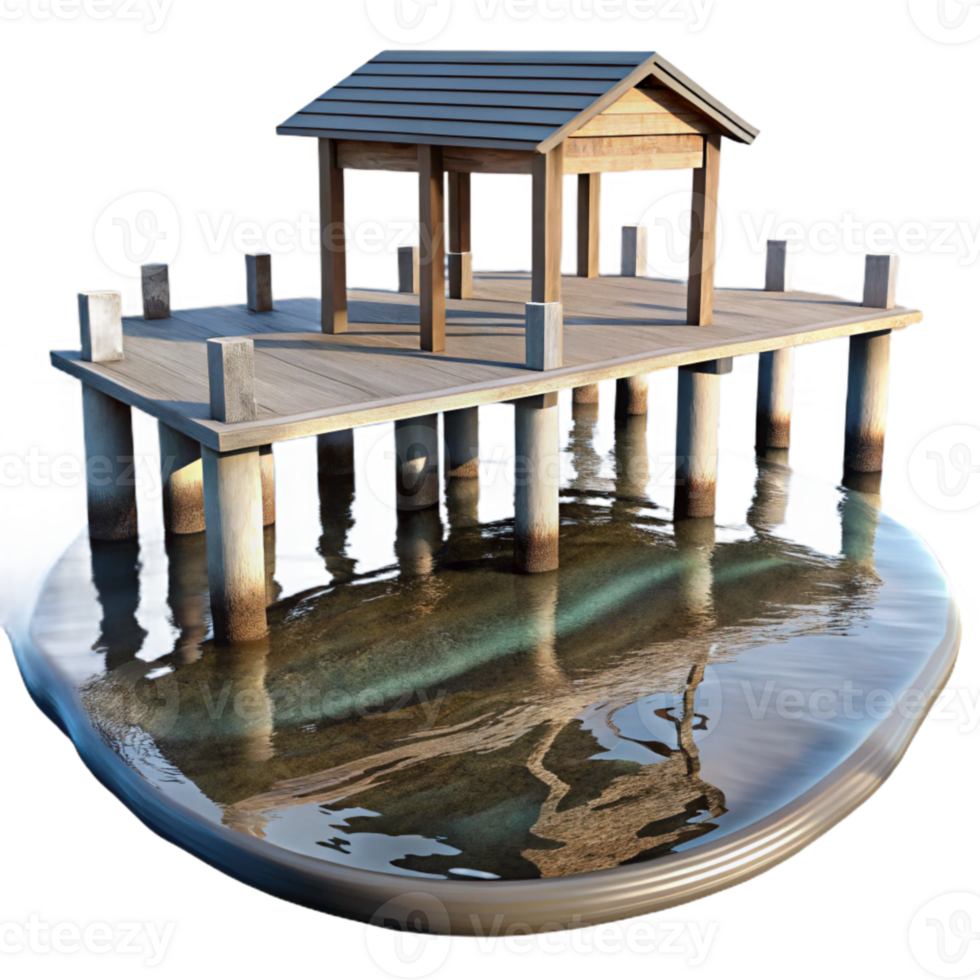 serene rustic Distorted Pier Reflection in Calm Water Isolated genuine png