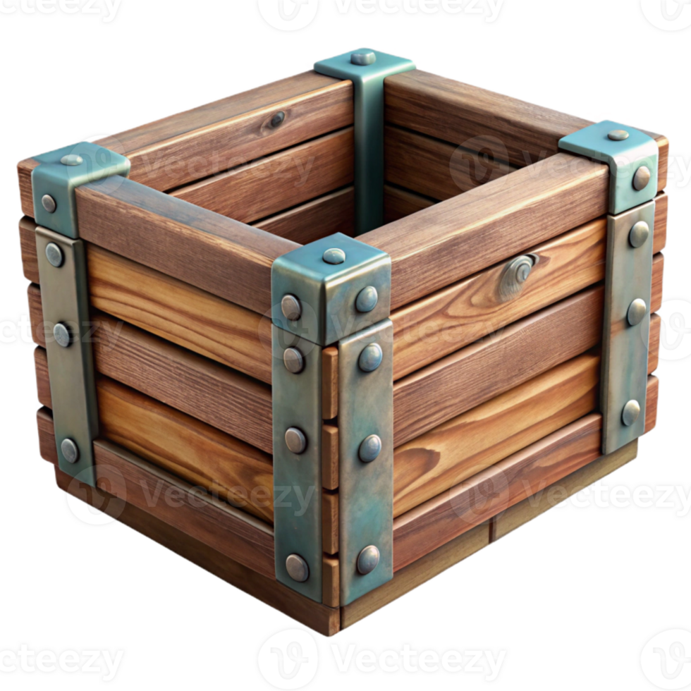 dramatic minimalist Distressed Wooden Crate Isolated original png