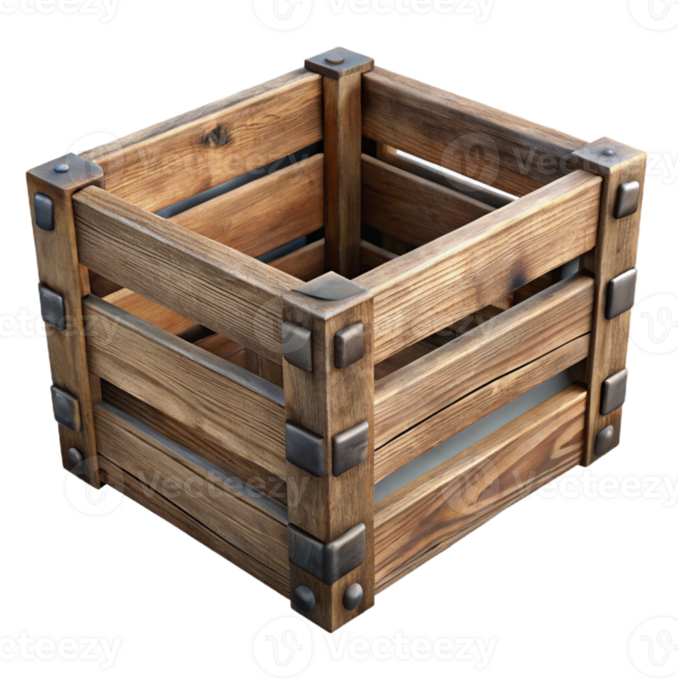 elegant minimalist Distressed Wooden Crate Isolated authentic png