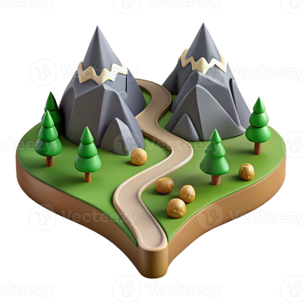 wonderful modern Diverging Paths Mountain Landscape Isolated Element detailed png