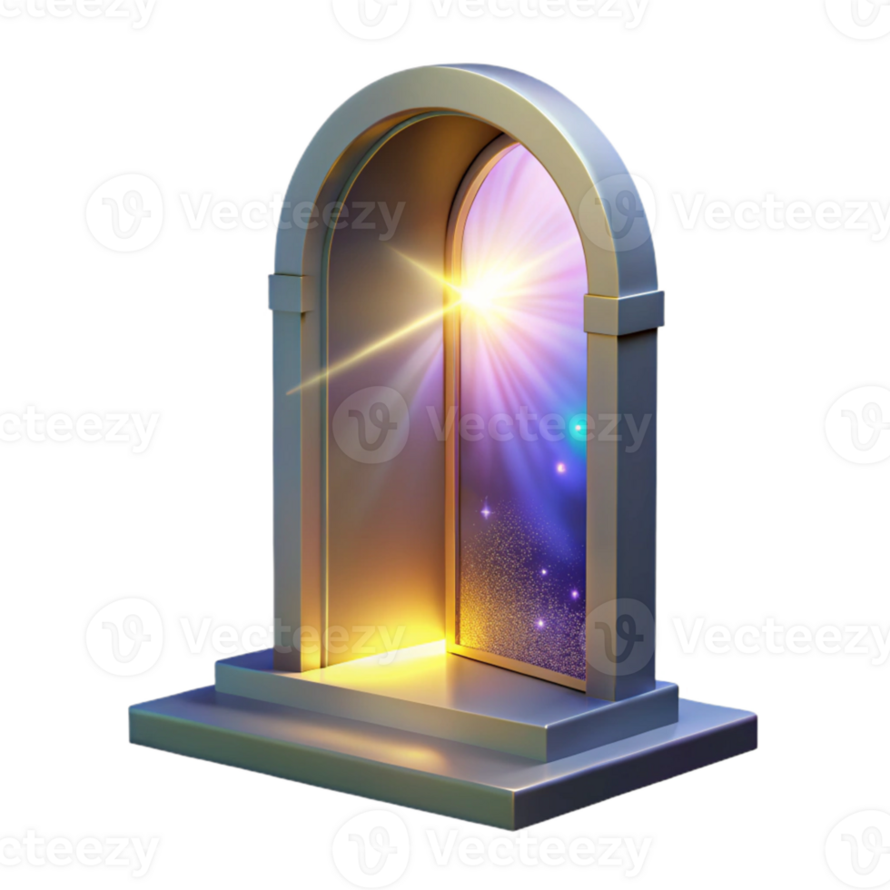 stunning artistic Doorway with Bright Light Stream Isolated professional png