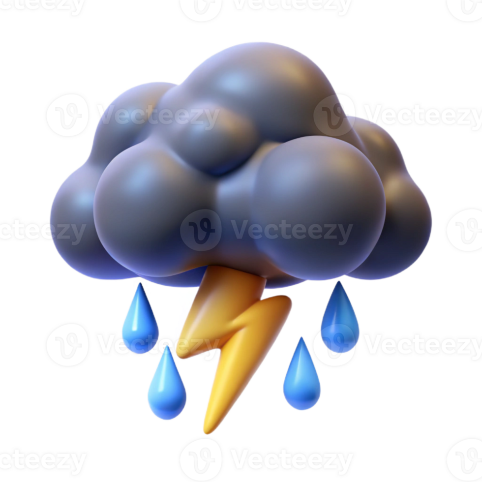 serene abstract Dramatic Rain Cloud with Lightning Transparent Background detailed png
