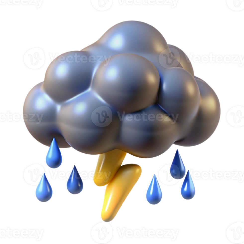 impressive abstract Dramatic Rain Cloud with Lightning Transparent Background genuine png
