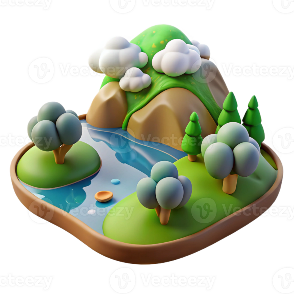 extraordinary rustic Dreamy Lacustrine Landscape Cutout Isolated on Transparent Background genuine png