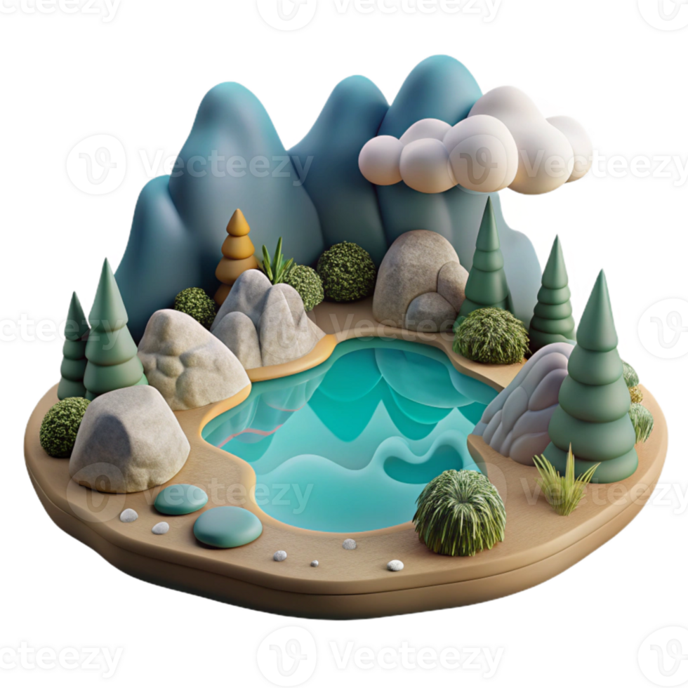 dramatic contemporary Dreamy Lake Landscape Cutout Isolated Element original png