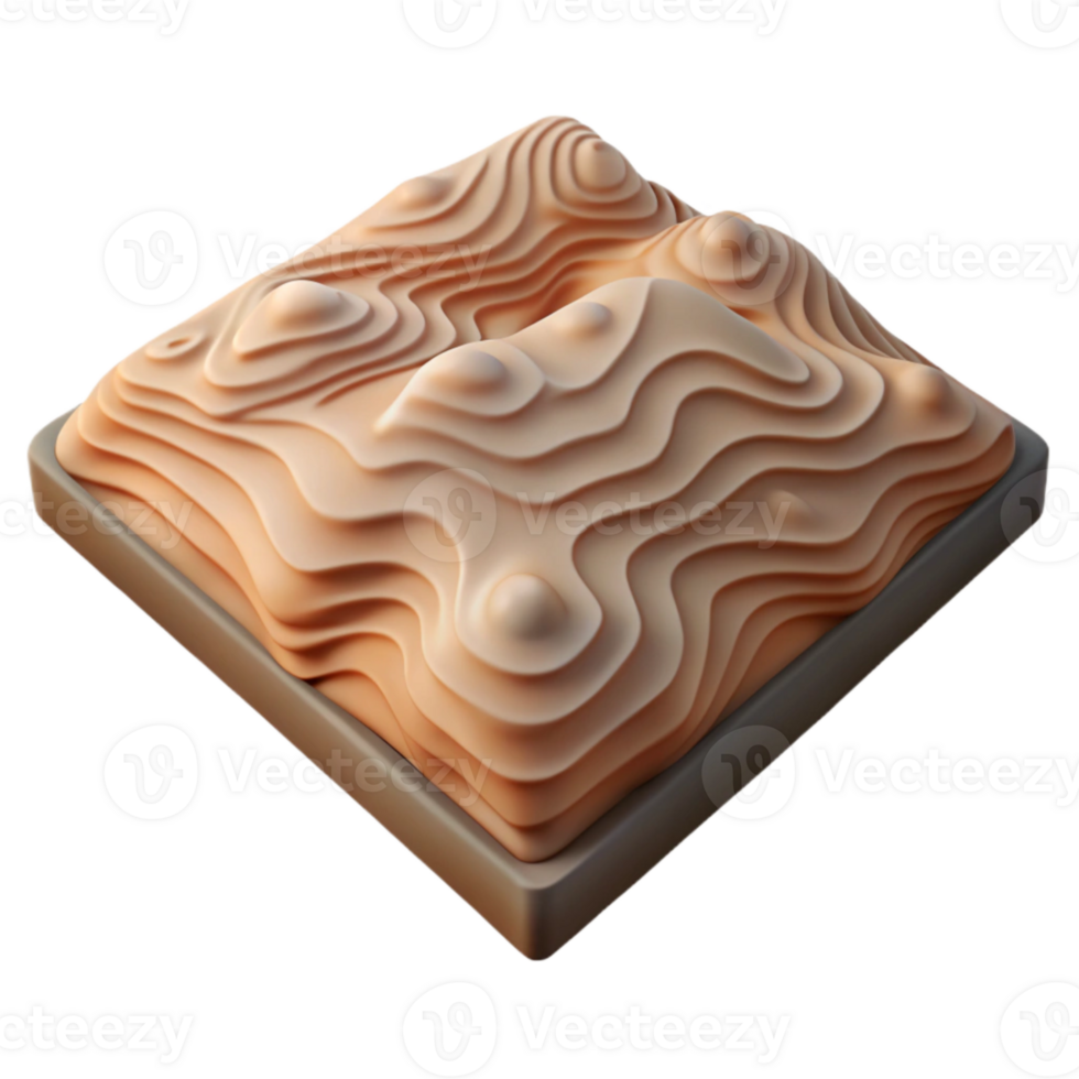 impressive modern D Topographic Model Isolated on Transparent Background Angled View detailed png