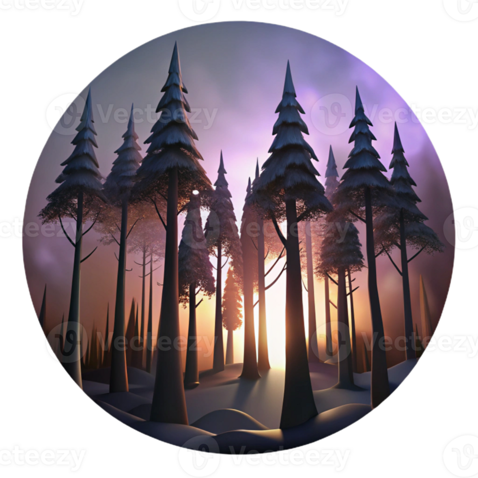 wonderful abstract Dusk Forest Silhouette Cutout with Transparent Background genuine png
