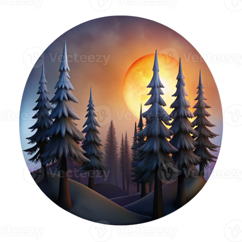 wonderful vintage Dusk Forest Silhouette Cutout with Transparent Background high quality png