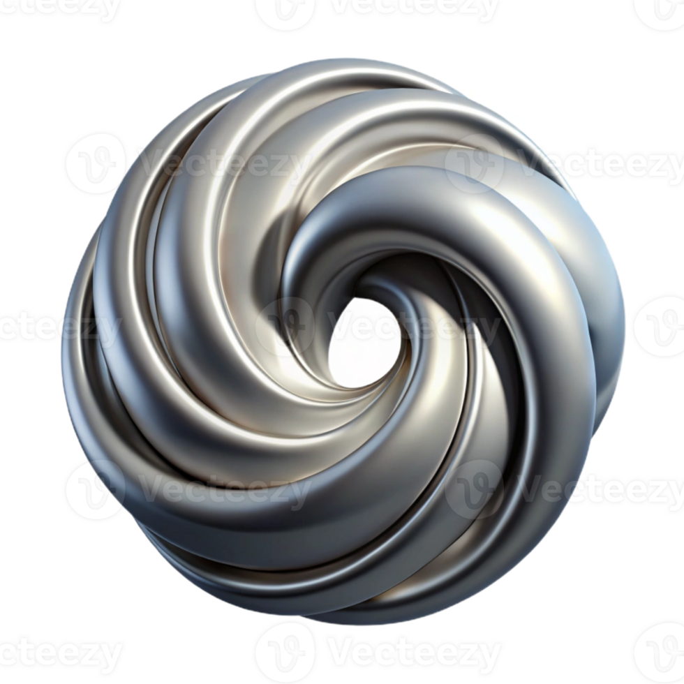 elegant artistic Dynamic Alloy Swirl Silver Isolated Element professional png