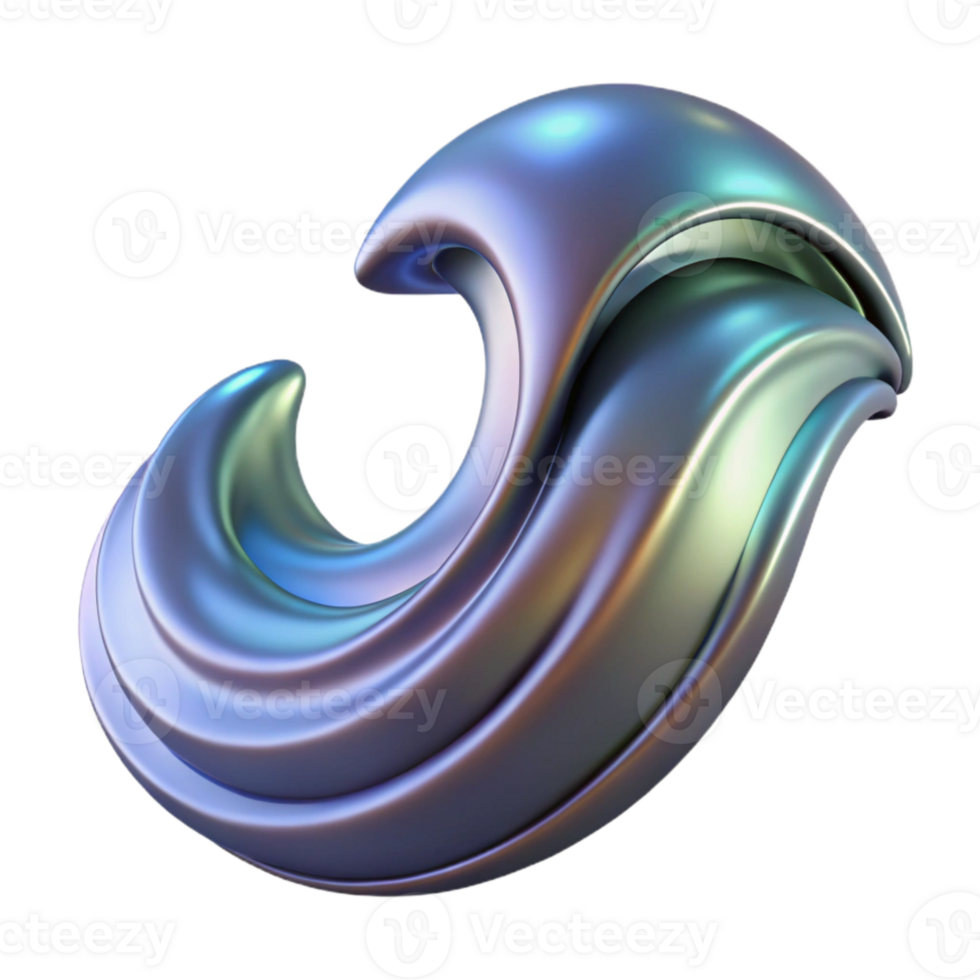 vibrant artistic Dynamic Alloy Wave Transparent Background Isolated high resolution png