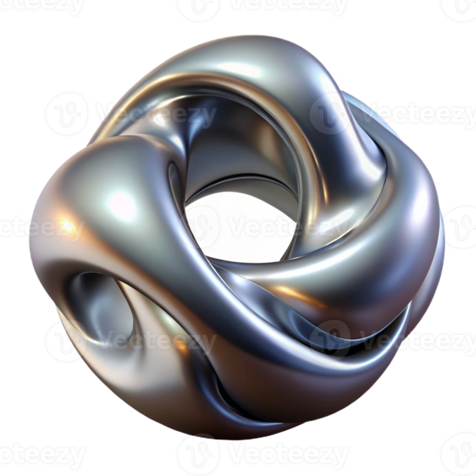 elegant modern Dynamic Liquid Metal Form Isolated on Transparent Background genuine png