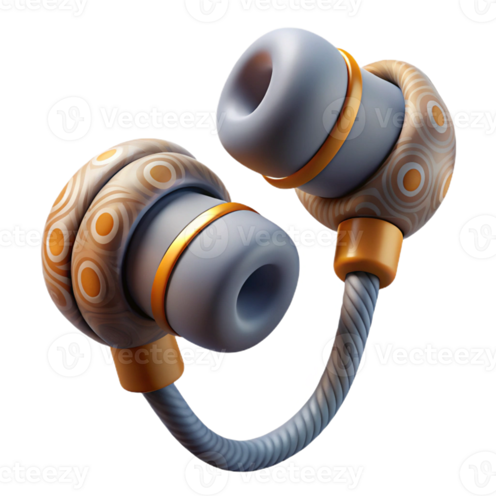 impressive vintage Earbuds with Wire Wrapped Around Cutout professional png