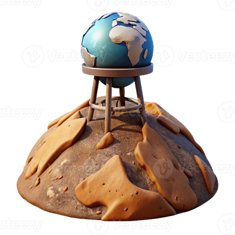 extraordinary creative Earth Tower Isolated on Alien Desert Landscape exclusive png