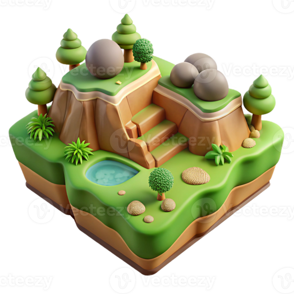 serene modern Earthy Landscape Cutout with Vibrant Green Hues png