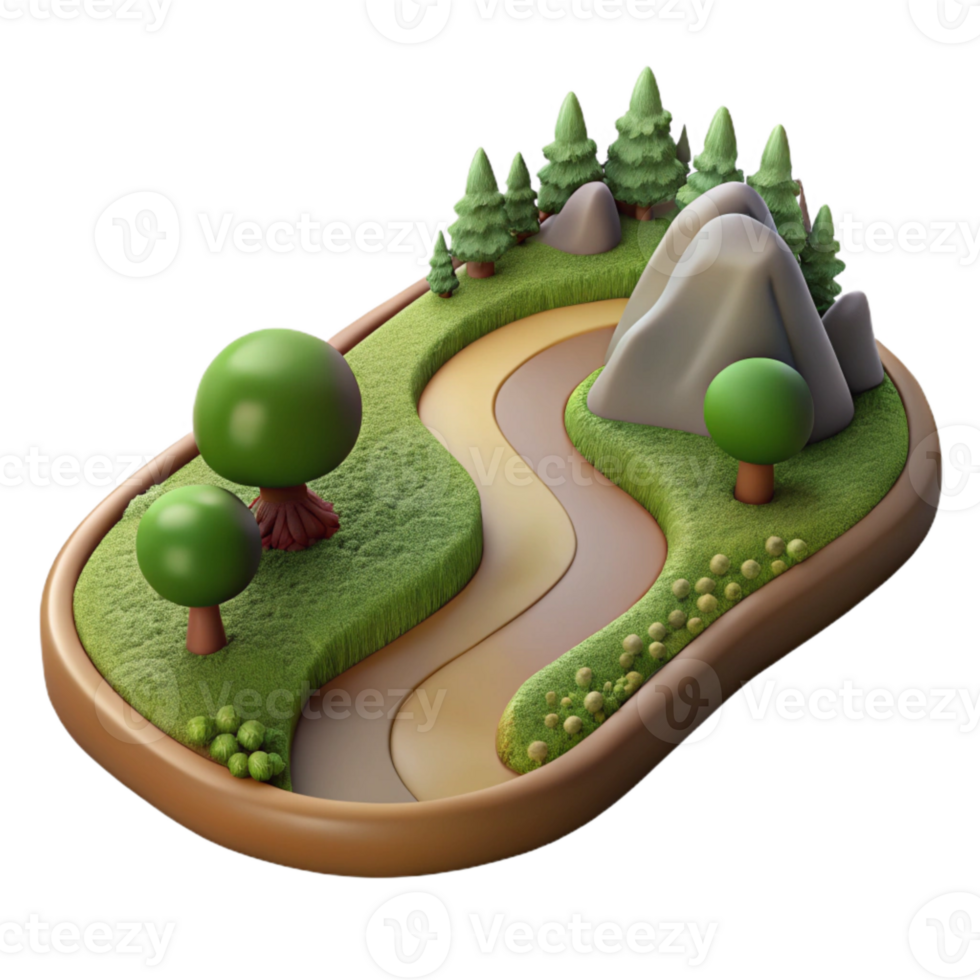 serene creative Earthy Landscape Cutout Verdant Valley Sunset View detailed png